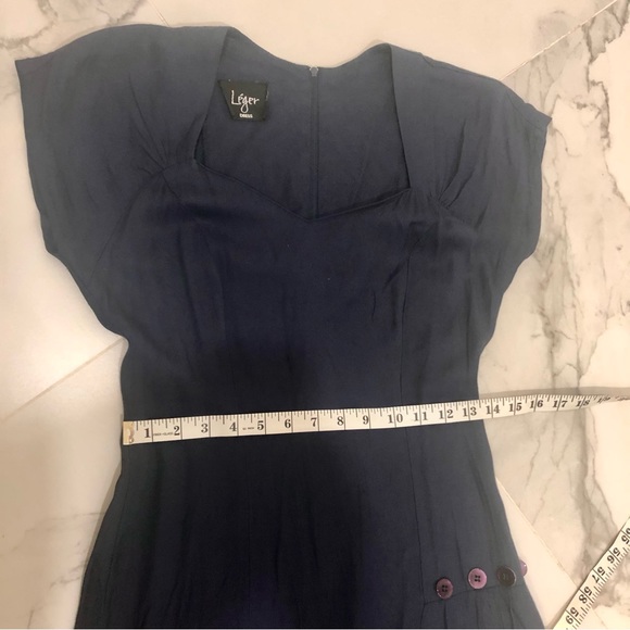 Vintage Léger dress navy blue linen size small - Picture 9 of 11